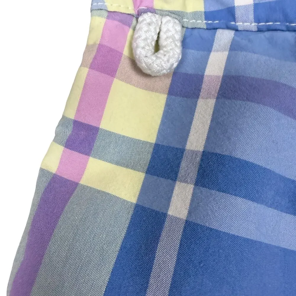 J.Crew Original Plaid Board Short Men's 29 Lined Swim Trunks Blue Purple Summer